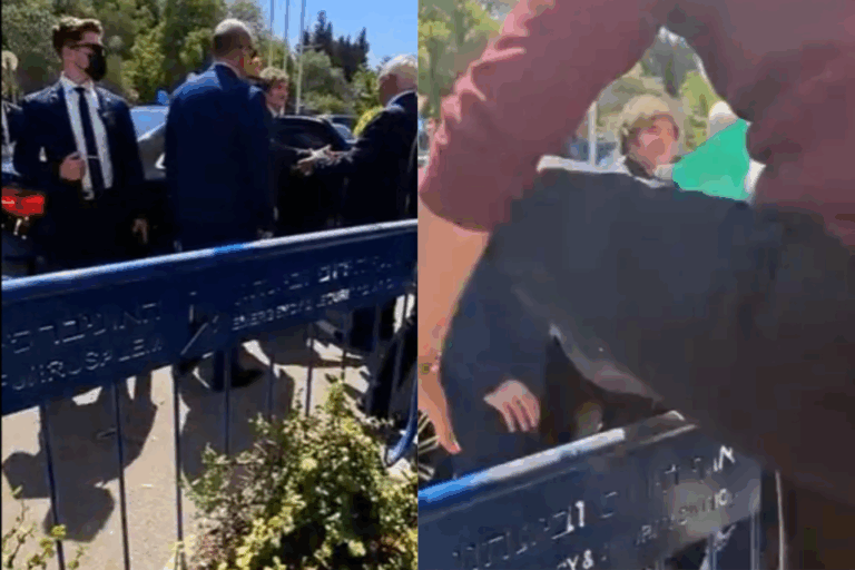 Milei fue interceptado por manifestantes con banderas palestinas en Jerusalén